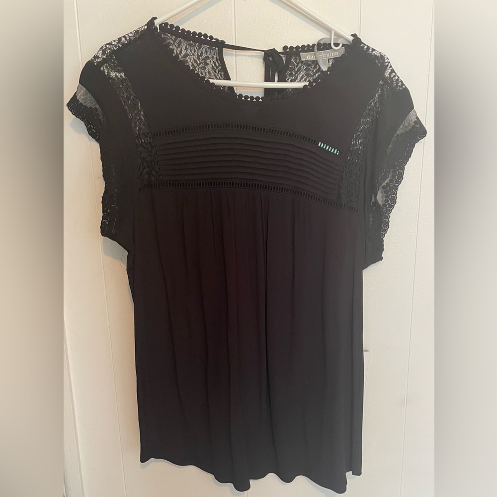 NWT Daniel Rainn Becru Lace Detail Blouse Large